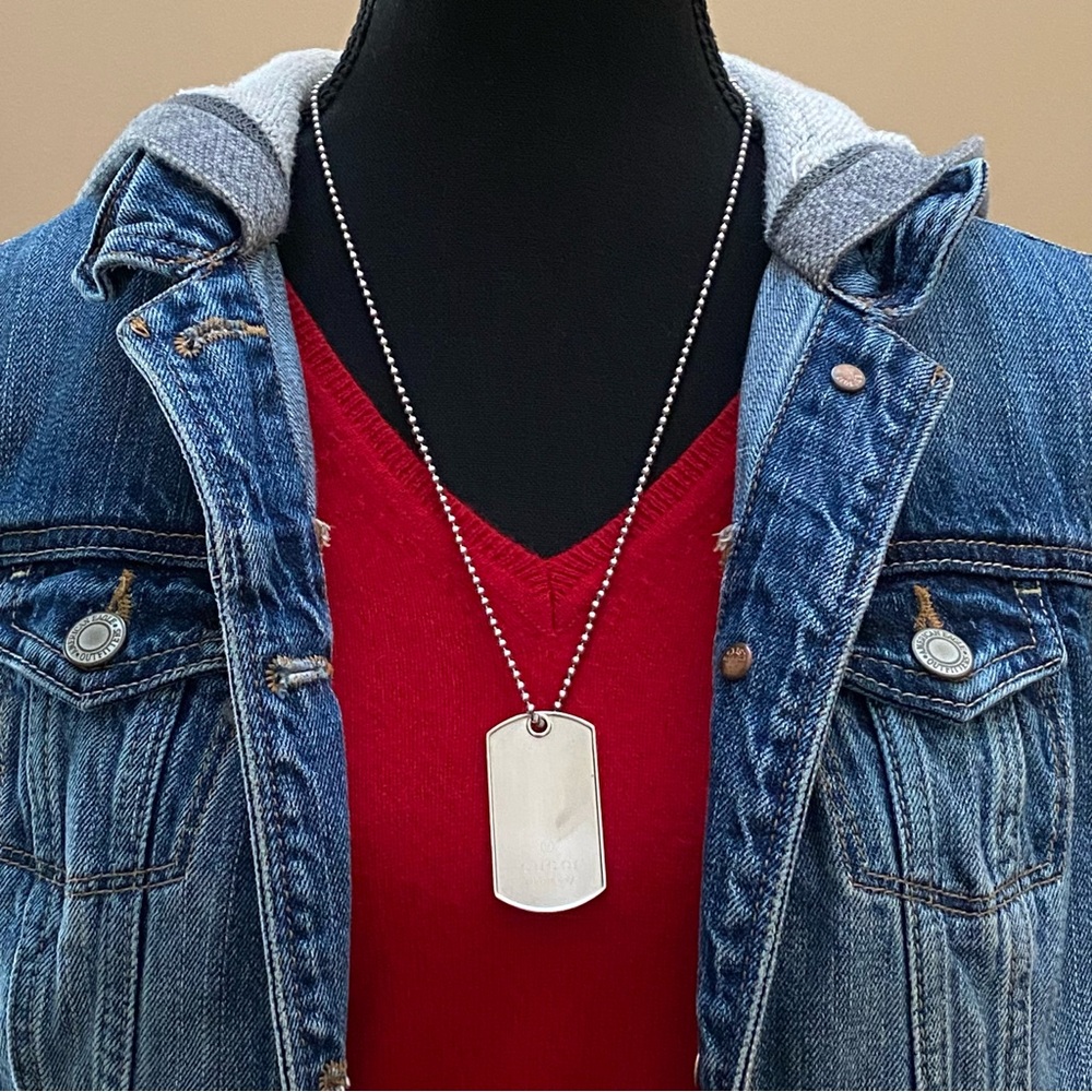 Gucci Silver Ball Chain Necklace 24".